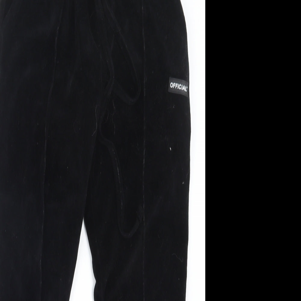 Boohoo Womens Black  Velvet Trousers  Size M L25 in