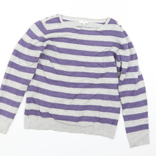 CC Womens Purple Striped Knit Pullover Jumper Size M