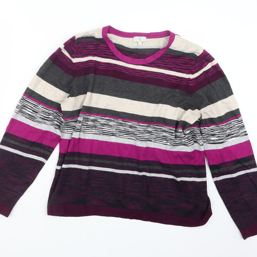 CC Womens Purple Striped Knit Pullover Jumper Size XL