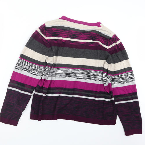 CC Womens Purple Striped Knit Pullover Jumper Size XL