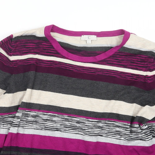 CC Womens Purple Striped Knit Pullover Jumper Size XL