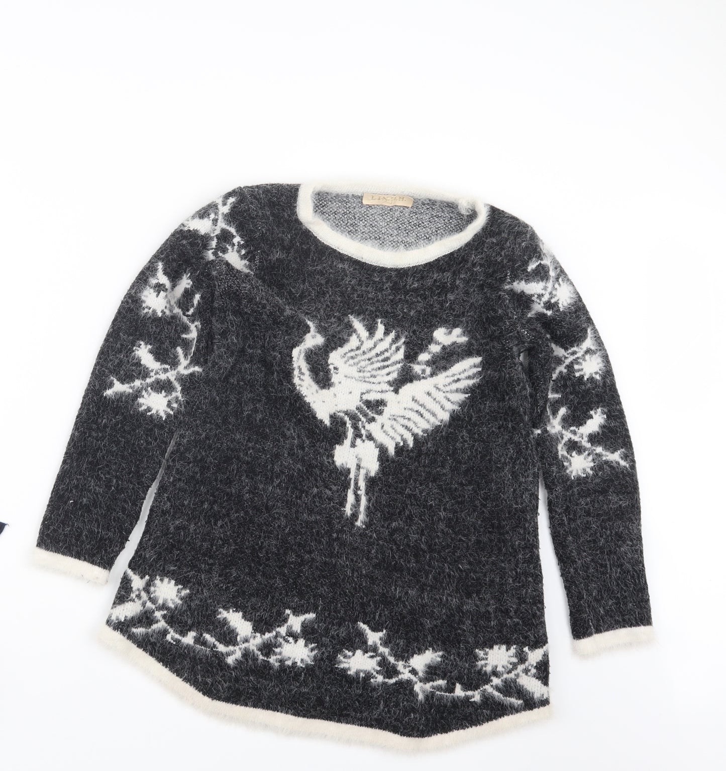 LIN H.H Womens Black  Knit Pullover Jumper Size S
