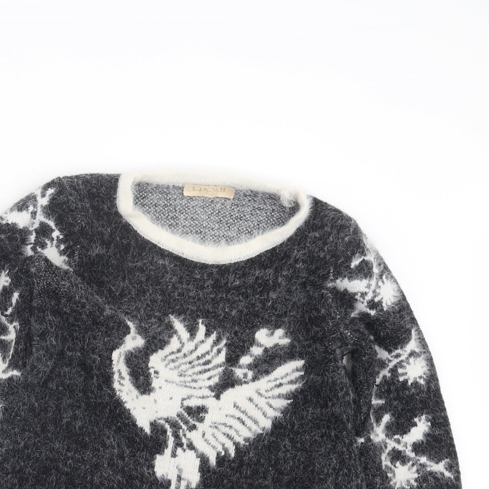LIN H.H Womens Black  Knit Pullover Jumper Size S