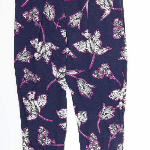 Dorothy Perkins Womens Blue Floral Jersey Jogger Trousers Size 12 L25 in