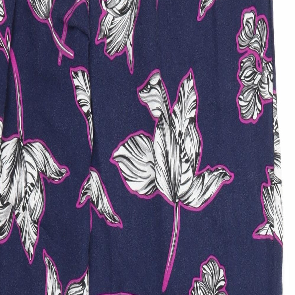 Dorothy Perkins Womens Blue Floral Jersey Jogger Trousers Size 12 L25 in