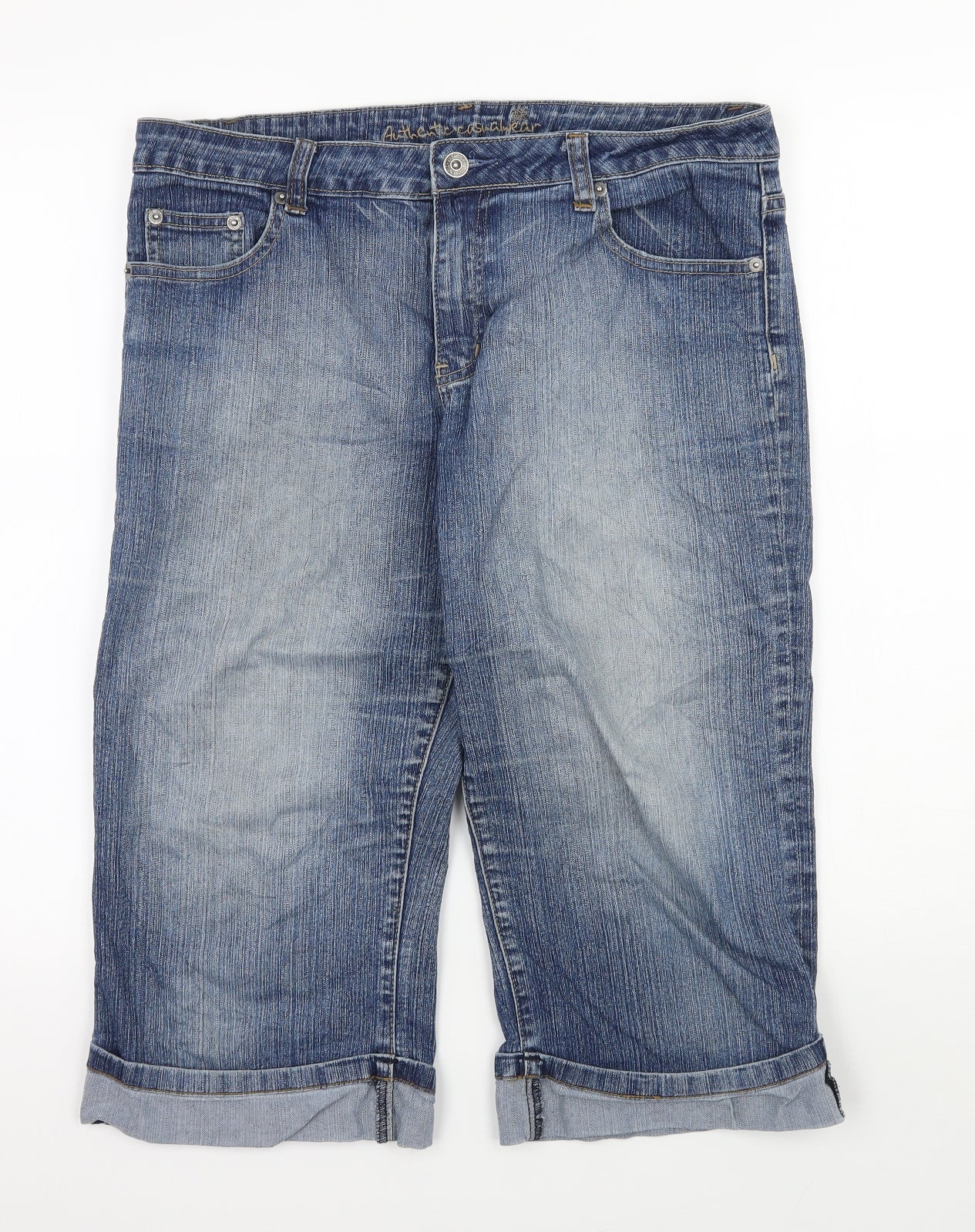 E-vie Womens Blue  Denim Wide-Leg Jeans Size 14  - 3/4 leg