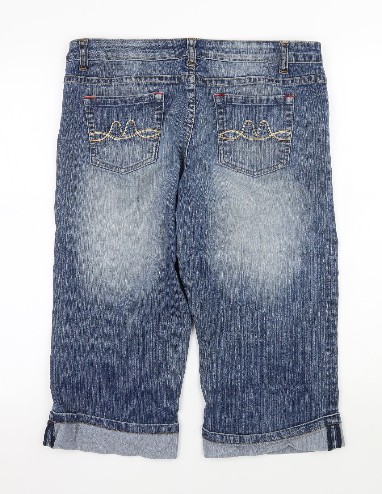 E-vie Womens Blue  Denim Wide-Leg Jeans Size 14  - 3/4 leg