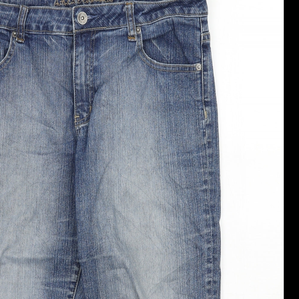 E-vie Womens Blue  Denim Wide-Leg Jeans Size 14  - 3/4 leg