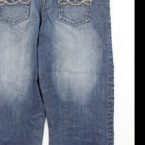 E-vie Womens Blue  Denim Wide-Leg Jeans Size 14  - 3/4 leg