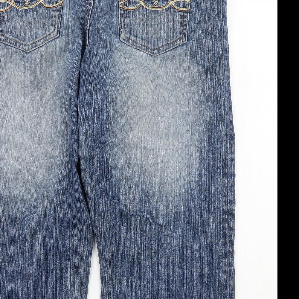 E-vie Womens Blue  Denim Wide-Leg Jeans Size 14  - 3/4 leg