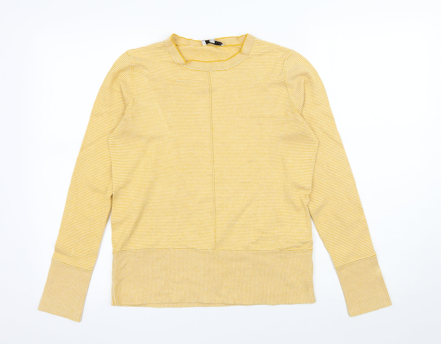 Warehouse Womens Yellow Striped Jersey Basic T-Shirt Size 14