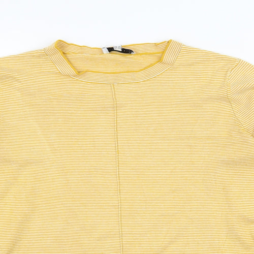 Warehouse Womens Yellow Striped Jersey Basic T-Shirt Size 14