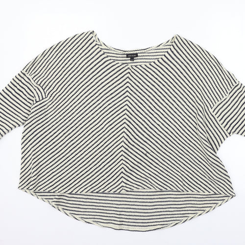 River Island Womens Blue Striped Knit Pullover Jumper Size 14