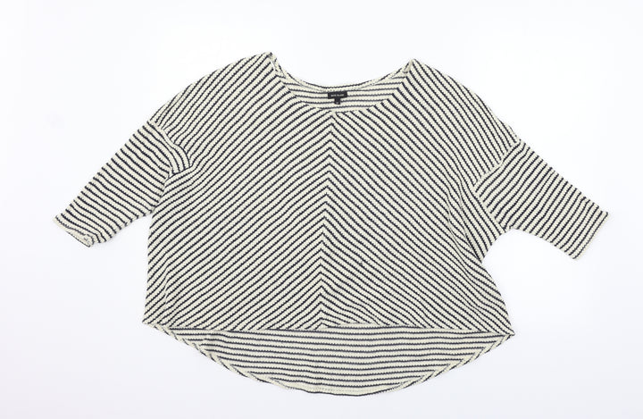 River Island Womens Blue Striped Knit Pullover Jumper Size 14