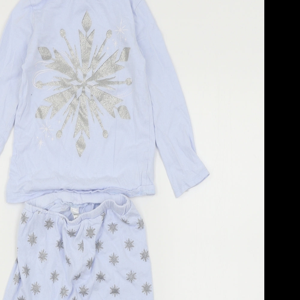 George Girls Blue Geometric Jersey Top Pyjama Top Size 3-4 Years  - snowflake