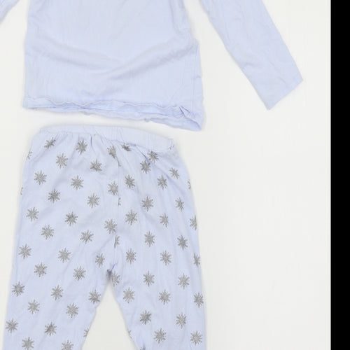 George Girls Blue Geometric Jersey Top Pyjama Top Size 3-4 Years  - snowflake