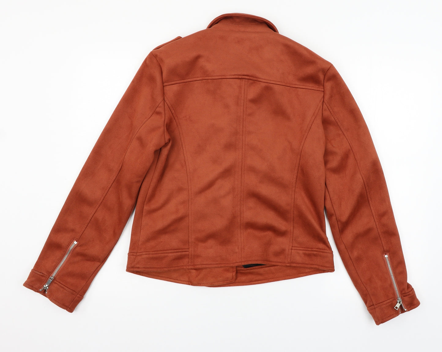 Dorothy Perkins Womens Orange  Velour Biker Jacket Size 12
