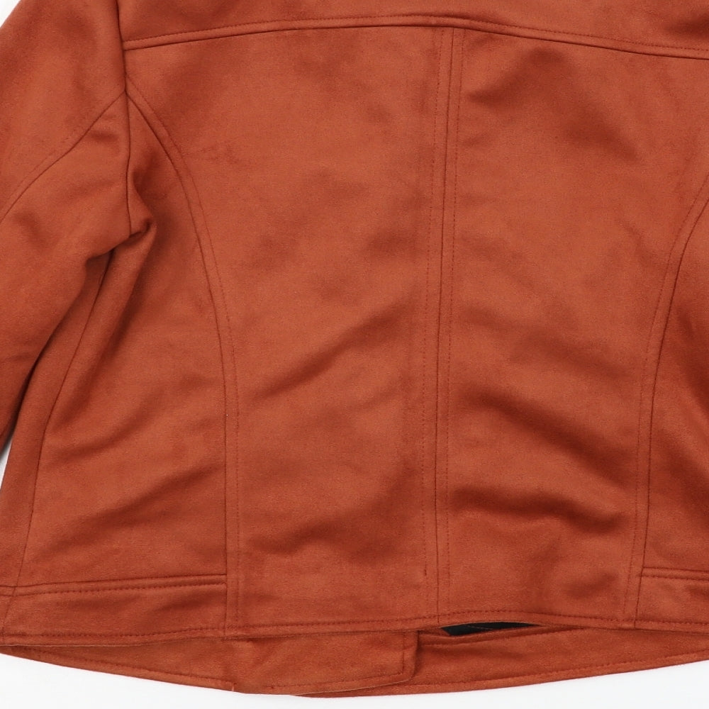 Dorothy Perkins Womens Orange  Velour Biker Jacket Size 12