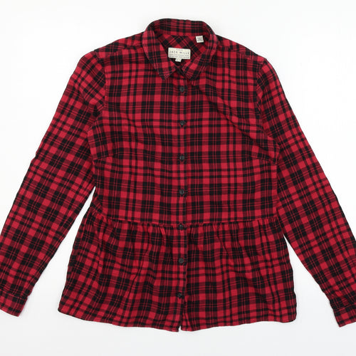Jack Wills Womens Red Plaid  Basic Button-Up Size 6