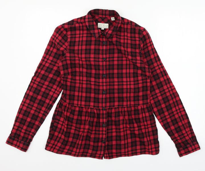Jack Wills Womens Red Plaid Basic Button-Up Size 6