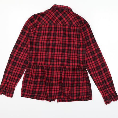 Jack Wills Womens Red Plaid  Basic Button-Up Size 6