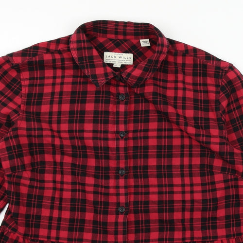 Jack Wills Womens Red Plaid  Basic Button-Up Size 6
