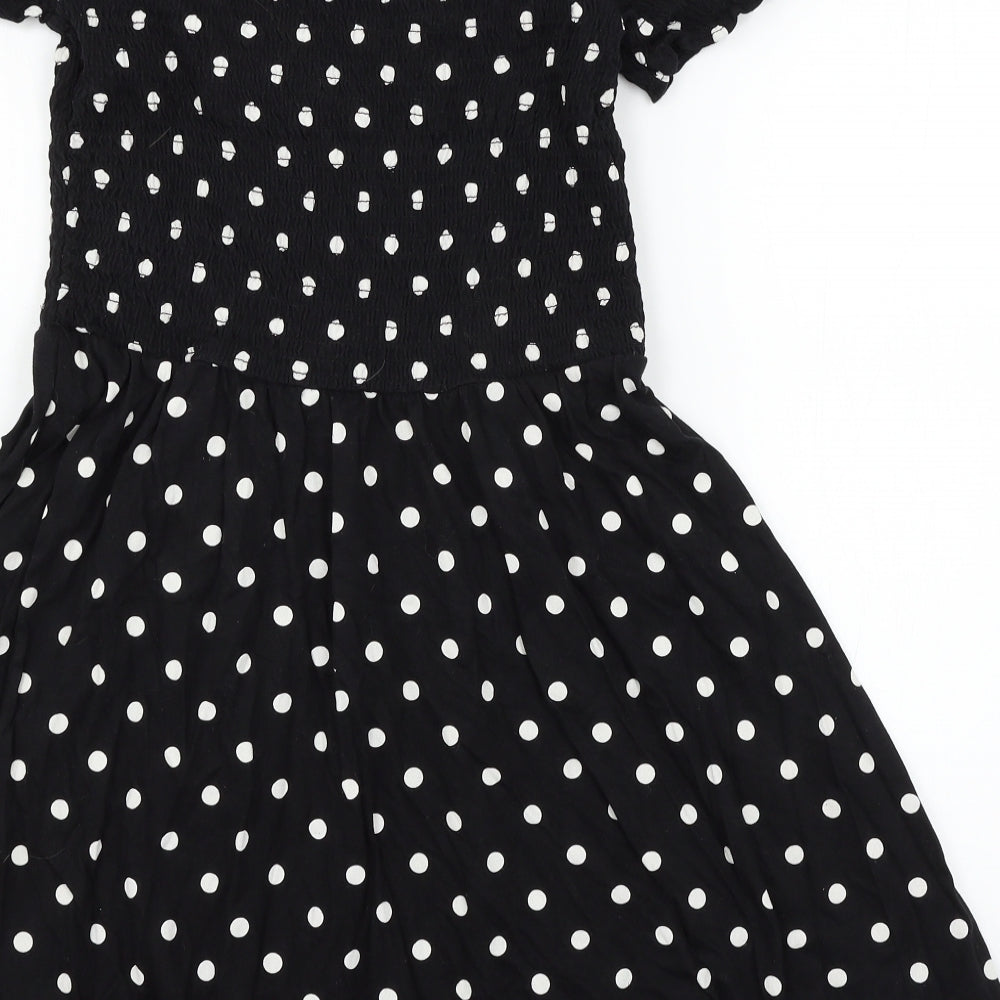 George Girls Black Polka Dot Jersey Skater Dress  Size 12-13 Years