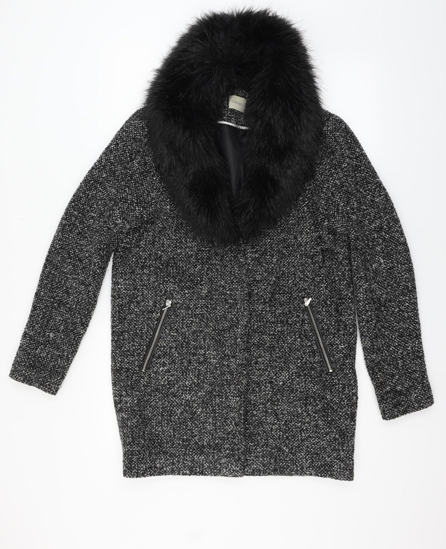 George Womens Grey   Overcoat Coat Size 8
