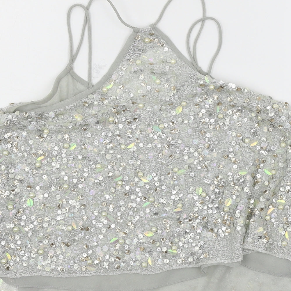 River Island Womens Grey  Chiffon Camisole Tank Size 8