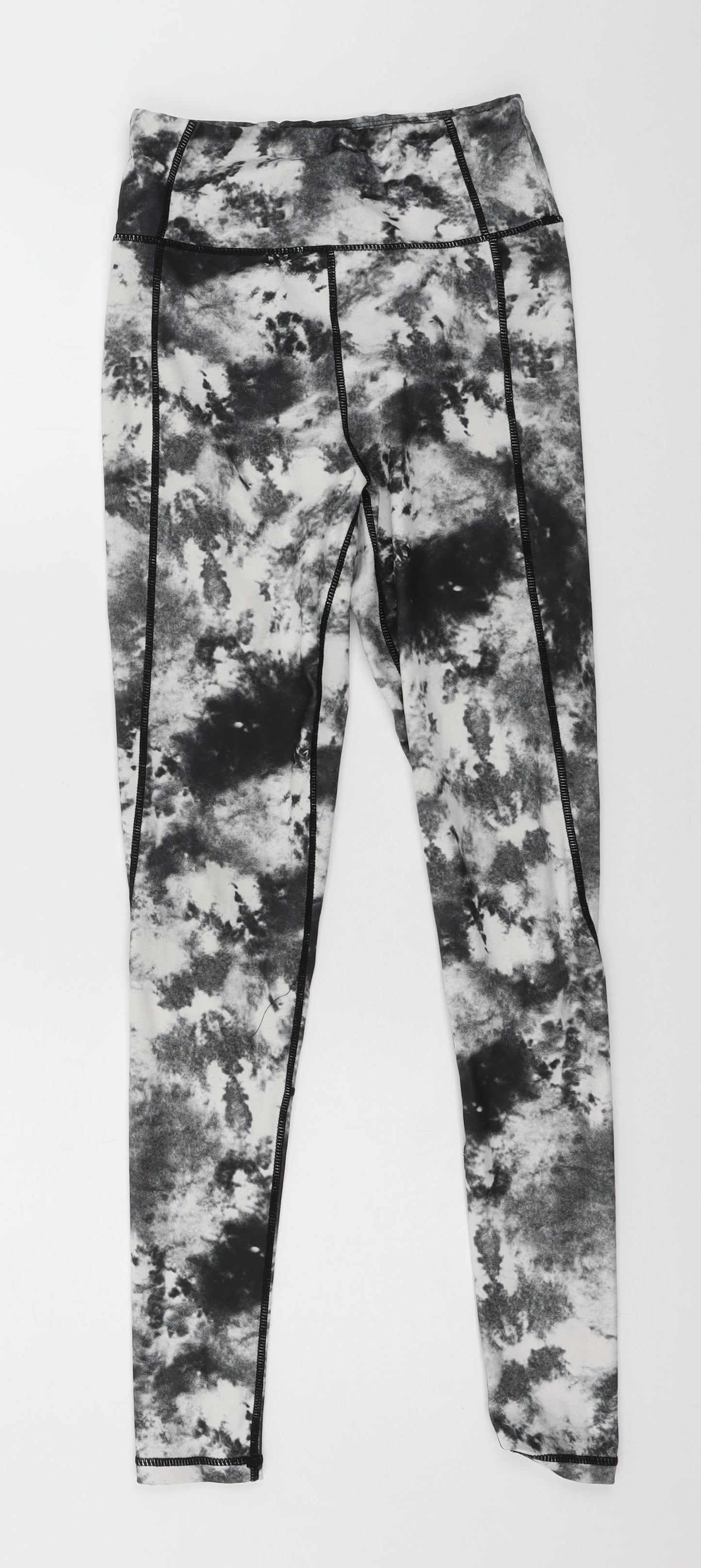 PRETTYLITTLETHING Womens Grey Tie Dye Jersey Capri Leggings Size 4 L28 in