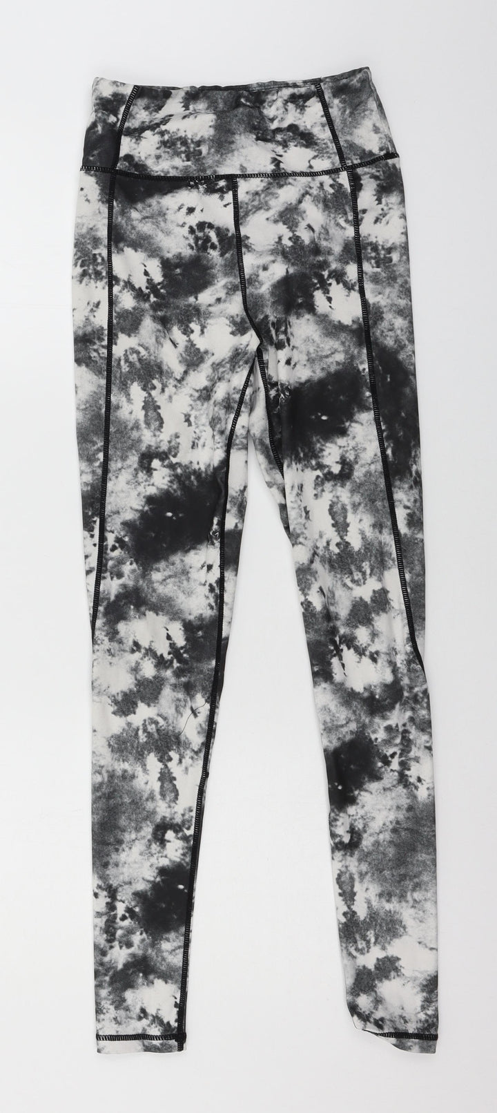 PRETTYLITTLETHING Womens Grey Tie Dye Jersey Capri Leggings Size 4 L28 in