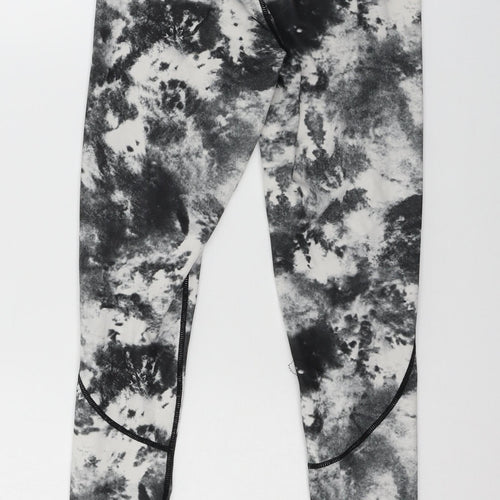 PRETTYLITTLETHING Womens Grey Tie Dye Jersey Capri Leggings Size 4 L28 in