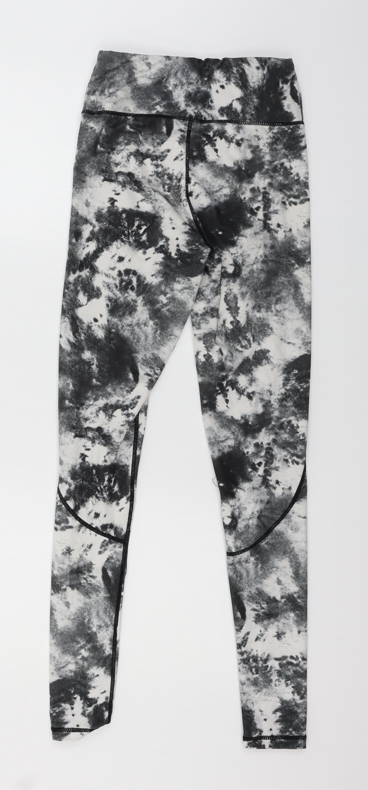 PRETTYLITTLETHING Womens Grey Tie Dye Jersey Capri Leggings Size 4 L28 in