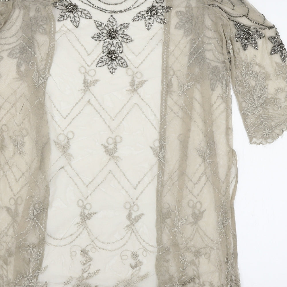 River Island Womens Brown  Mesh Kimono Blouse Size 6