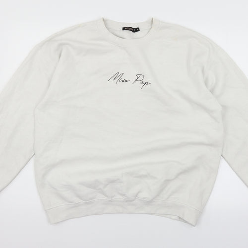 Miss Pap Womens Ivory  Jersey Pullover Sweatshirt Size M