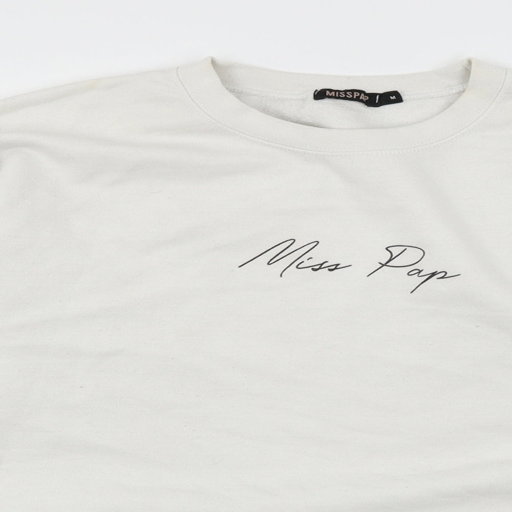 Miss Pap Womens Ivory  Jersey Pullover Sweatshirt Size M