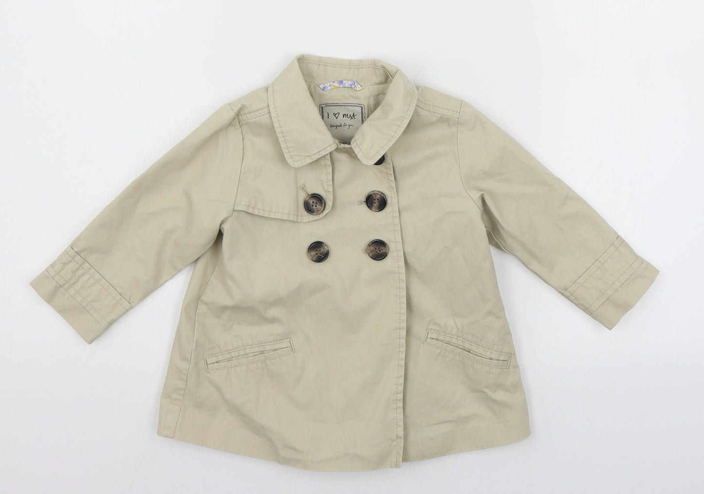 NEXT Girls Beige   Overcoat Coat Size 12-18 Months
