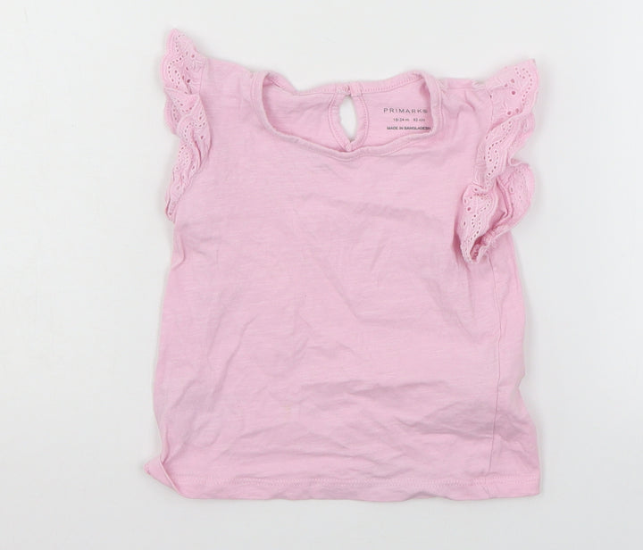 Primark Girls Pink Jersey Basic T-Shirt Size 18-24 Months