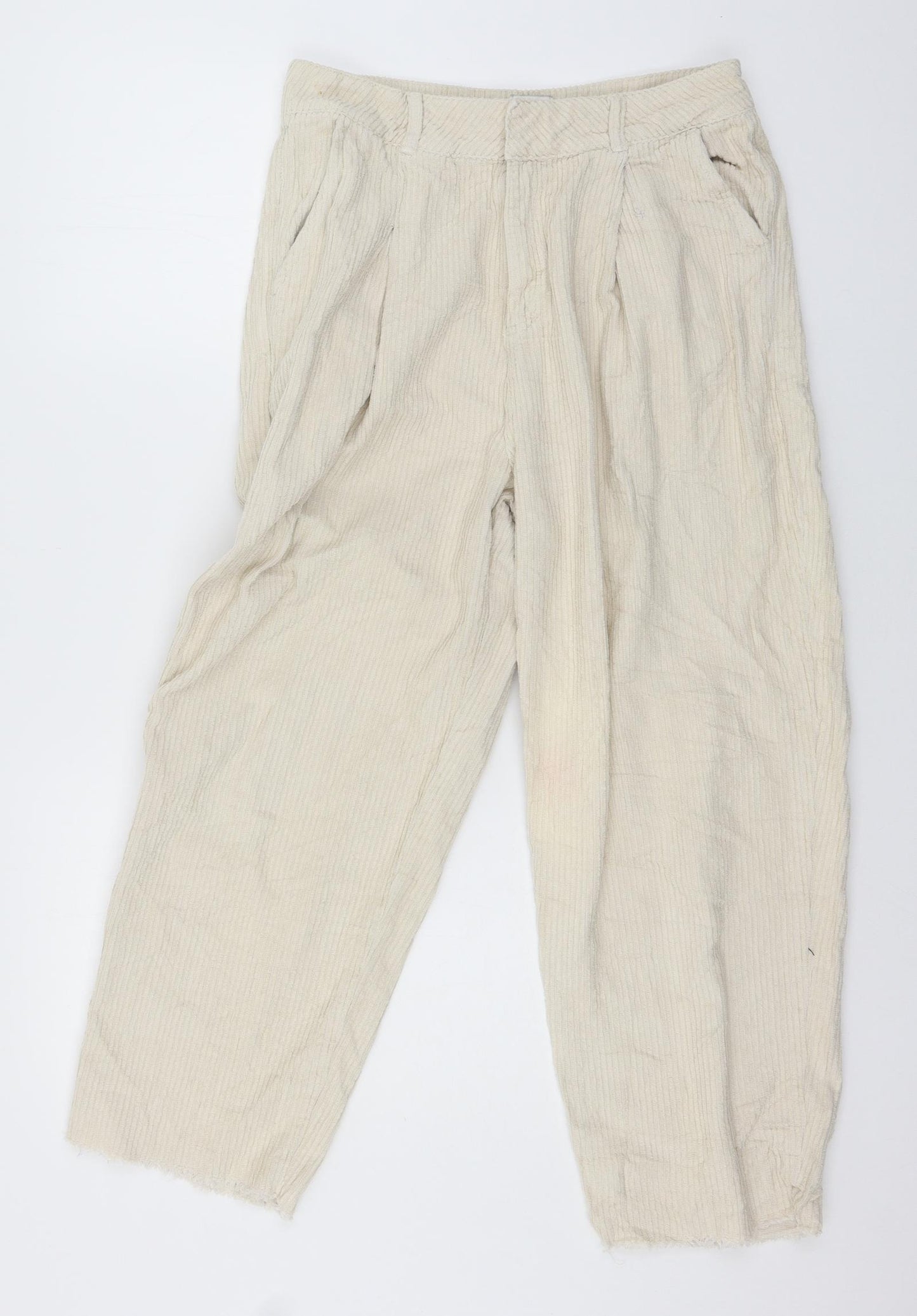 BDG Womens Ivory  Corduroy Cropped Trousers Size M L24 in