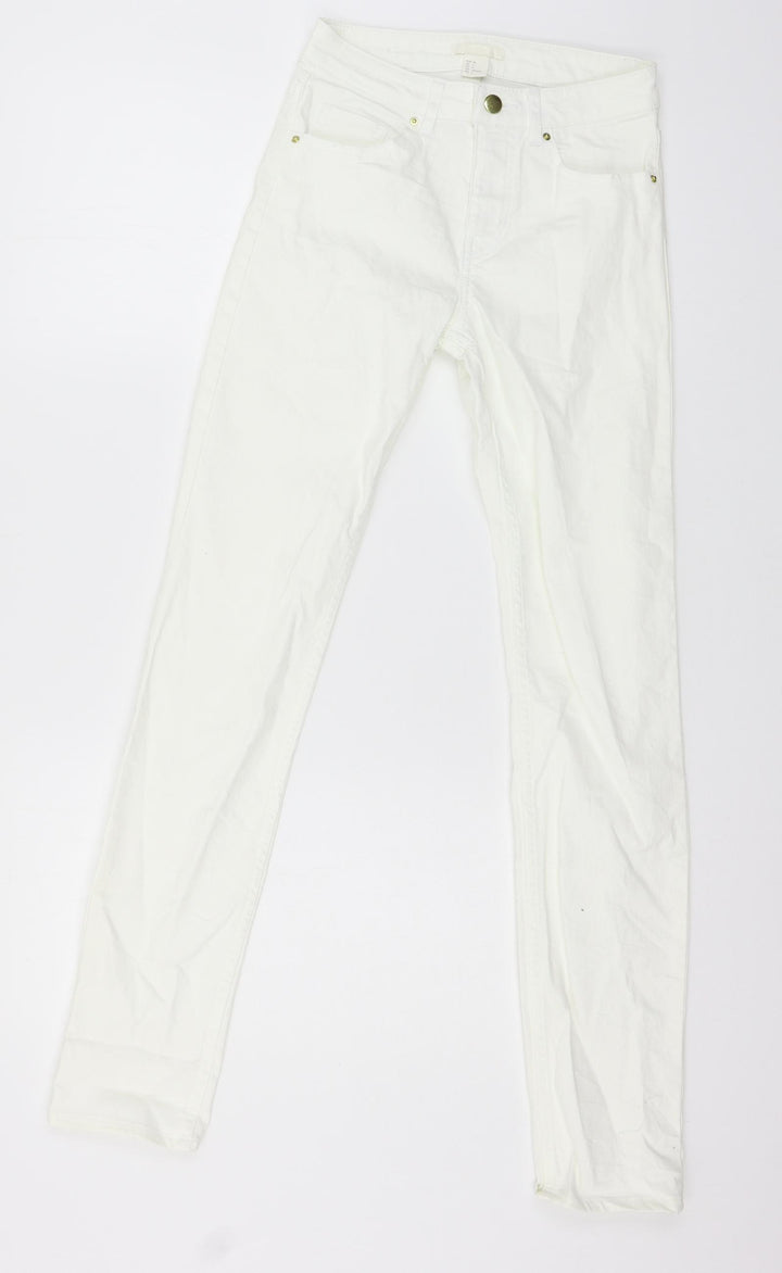 H&M Womens Ivory Denim Skinny Jeans Size 6 L29 in