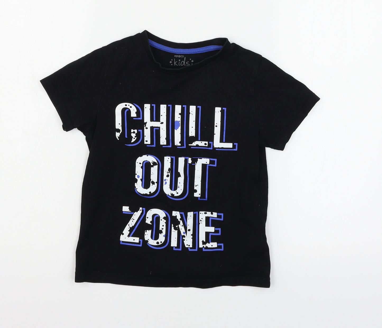 PEP & CO Boys Black  Jersey Basic T-Shirt Size 7-8 Years  - Chill Out