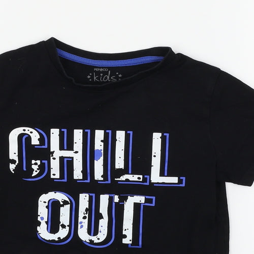 PEP & CO Boys Black  Jersey Basic T-Shirt Size 7-8 Years  - Chill Out
