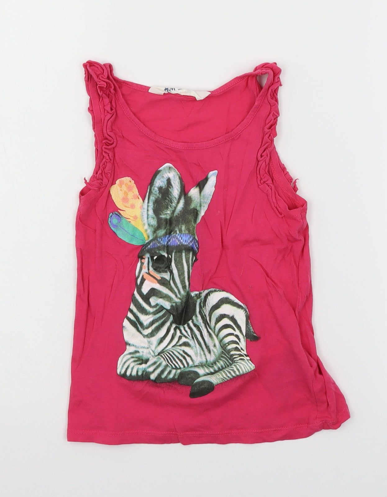 H&M Girls Pink  Jersey Basic Tank Size 5-6 Years  - Zebra