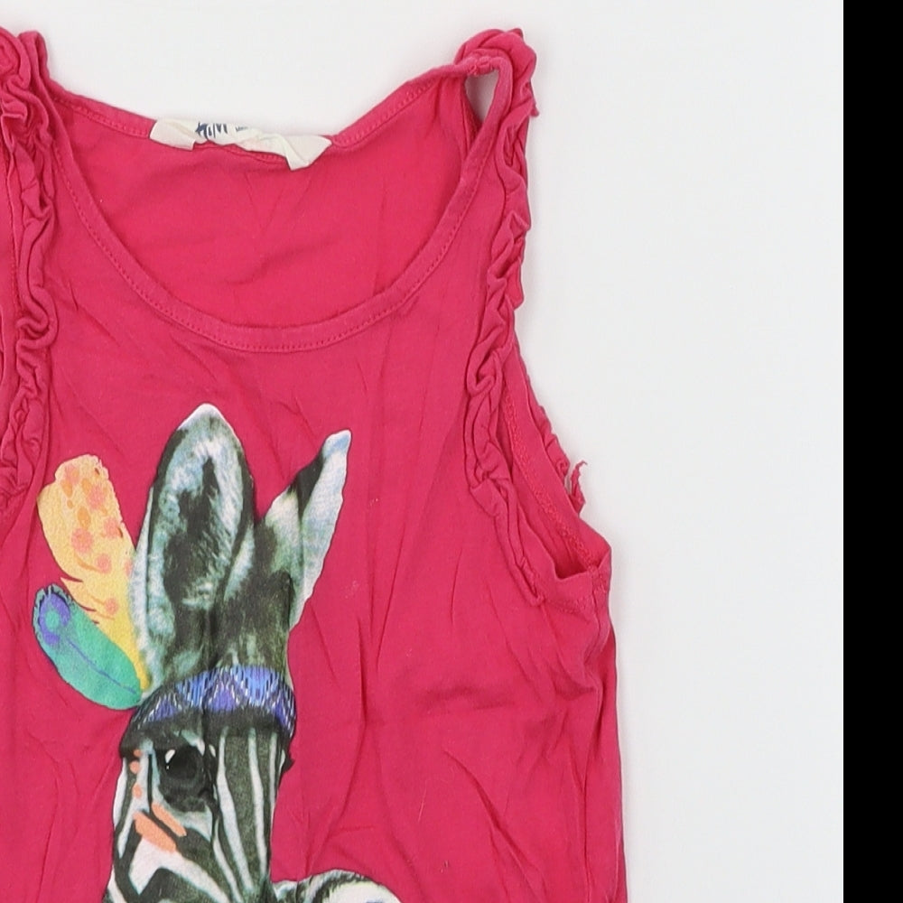 H&M Girls Pink  Jersey Basic Tank Size 5-6 Years  - Zebra