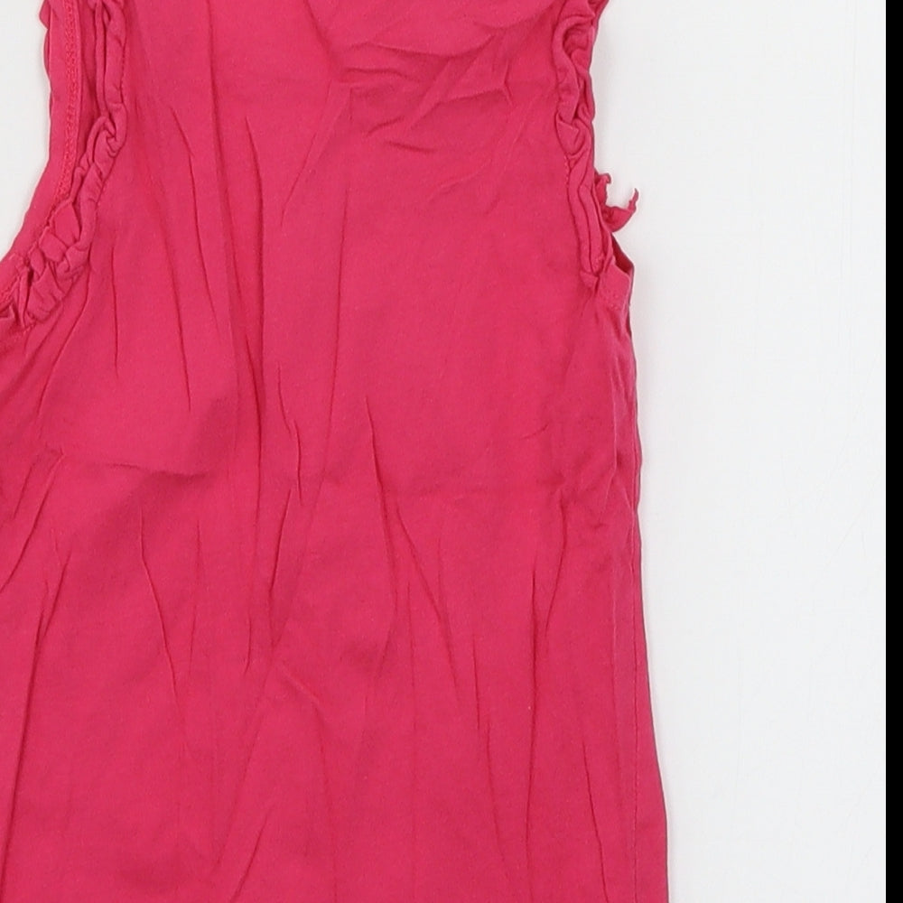 H&M Girls Pink  Jersey Basic Tank Size 5-6 Years  - Zebra