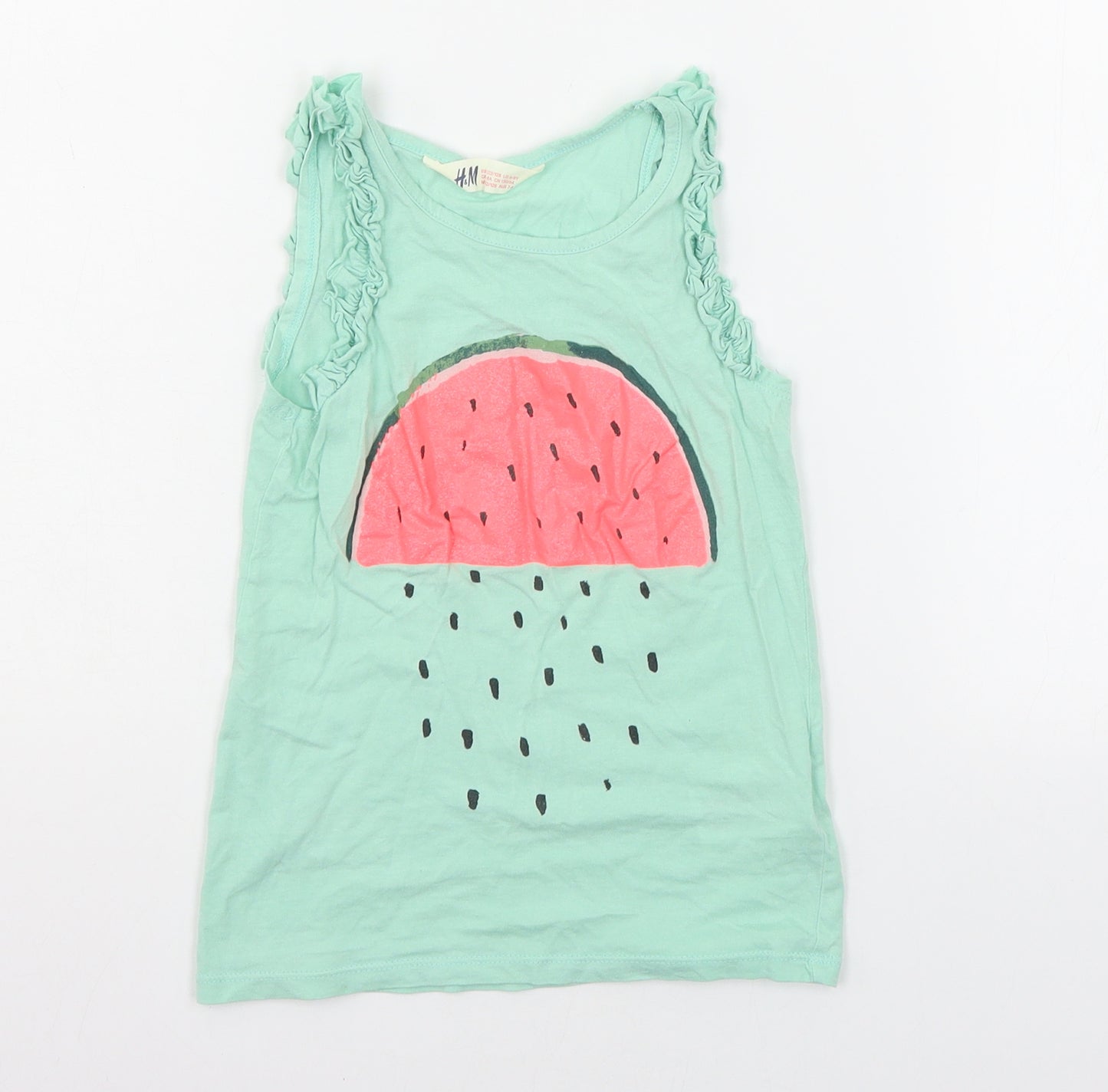 H&M Girls Green  Jersey Basic Tank Size 7-8 Years  - Watermelon