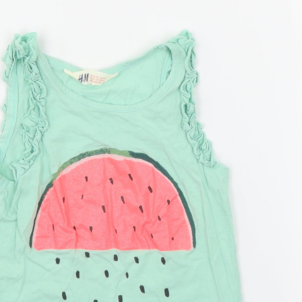 H&M Girls Green  Jersey Basic Tank Size 7-8 Years  - Watermelon