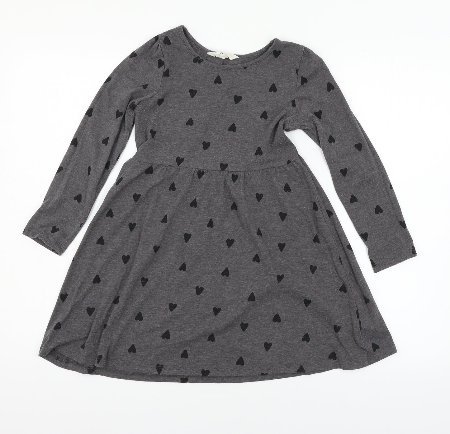 H&M Girls Grey Geometric Jersey Skater Dress  Size 7-8 Years
