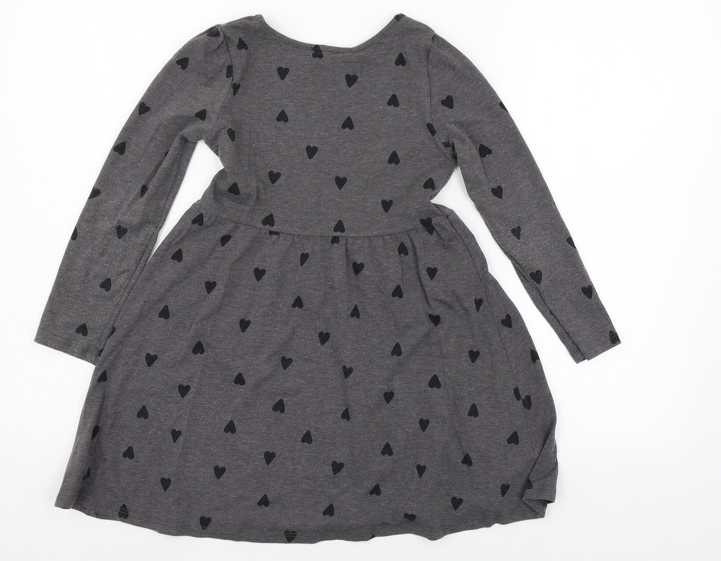 H&M Girls Grey Geometric Jersey Skater Dress  Size 7-8 Years
