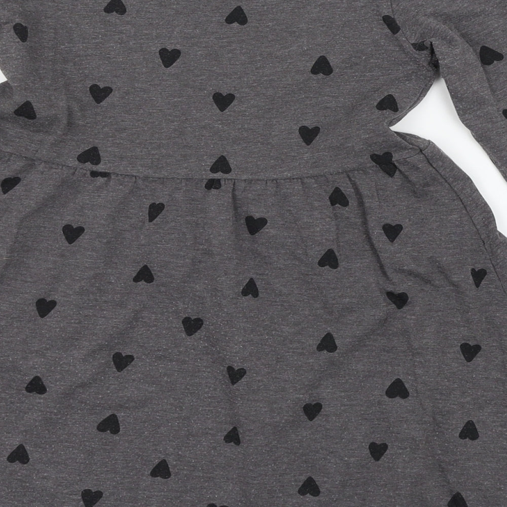 H&M Girls Grey Geometric Jersey Skater Dress  Size 7-8 Years